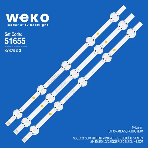 WKSET-6655 37324X3 SSC_Y21 SLIM TRIDENT 43NANO75_S 3 ADET LED BAR