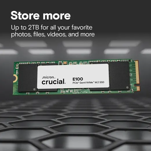 CRUCIAL 2TB E100 CT2000E100SSD8 5000-4500MB/s M2 NVME GEN4 Disk görseli 3
