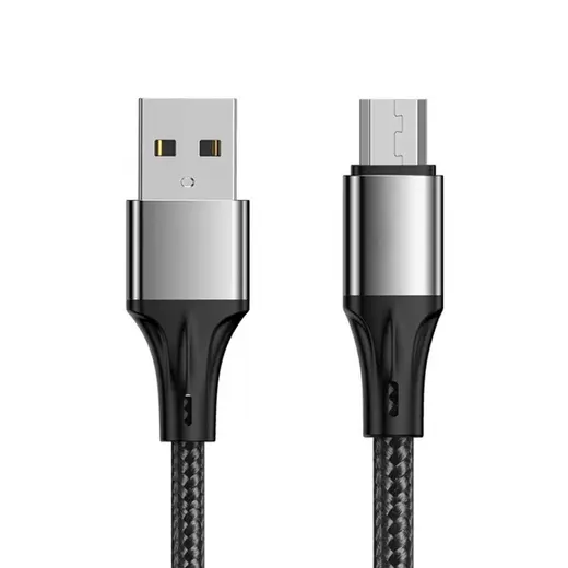 WEKO WK-22023 USB TO MICRO USB ÖRGÜLÜ GRİ 1 MT ŞARJ KABLOSU (NO:14) görseli 3