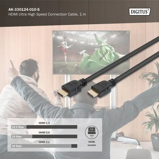 DIGITUS AK-330124-010-S HDMI Ultra High Speed with Ethernet Bağlantı Kablosu (HDMI 2.1), 4320p, 8K Ultra HD görseli 4