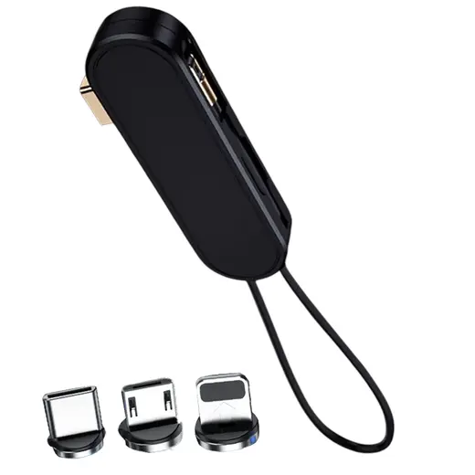 POWERMASTER PM-25906 SİYAH 3İN1 (TYPE C- LİGHTNİNG- MİCRO USB) MANYETİK UÇ TAŞINABİLİR ŞARJ KABLOSU görseli 4