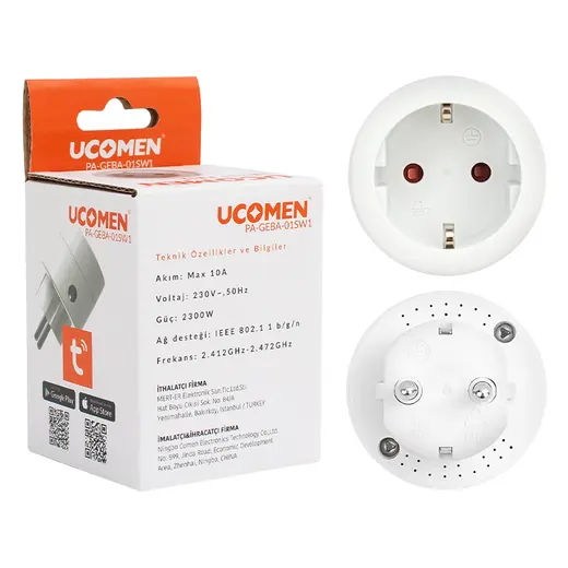 UCOMEN PA-GEBA-01SW 10 AMPER WIFI TUYA DESTEKLİ AKILLI PRİZ görseli 3