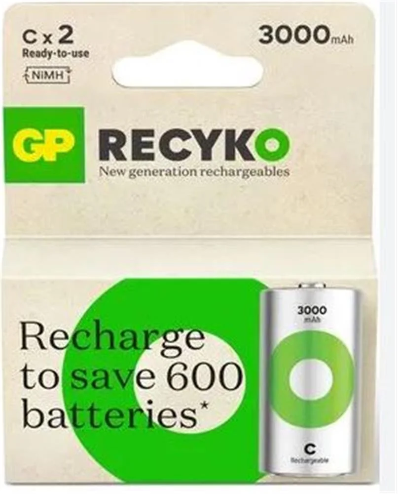 Gp 3000 mAh Orta Boy Şarjlı Pil 2 li Paket C Boy GP300CHCBMTR-2EB2