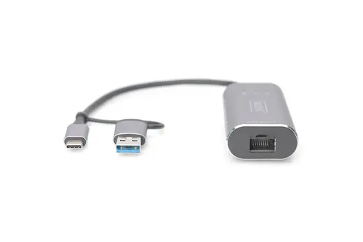 DIGITUS DN-3028 USB Tip C™ Gigabit Ethernet Adaptörü 2.5G, USB-C™ + USB-A (USB 3.1/3.0) alternatif görünüm