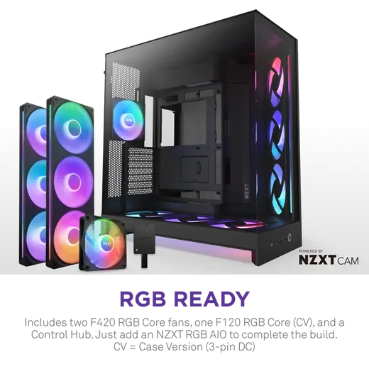 NZXT H9 FLOW RGB 2025 CM-H92FB-P1 Dual-Chamber EATX PC Kasası görseli 7
