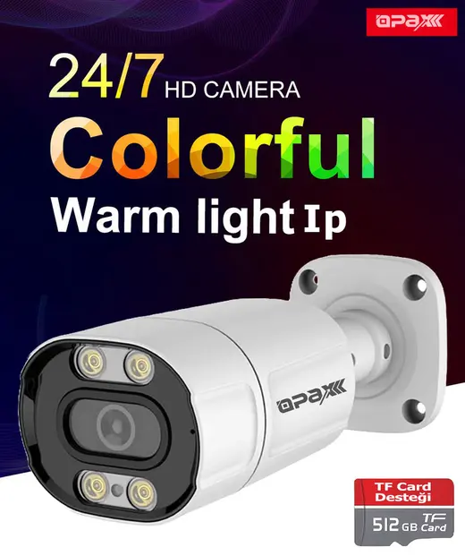 OPAX-3783 3MP IP TFT CARD DESTEĞİ H.265+ 4 WARM LIGHT FULL COLOR 3.6 MM METAL BULLET CAMERA alternatif görünüm