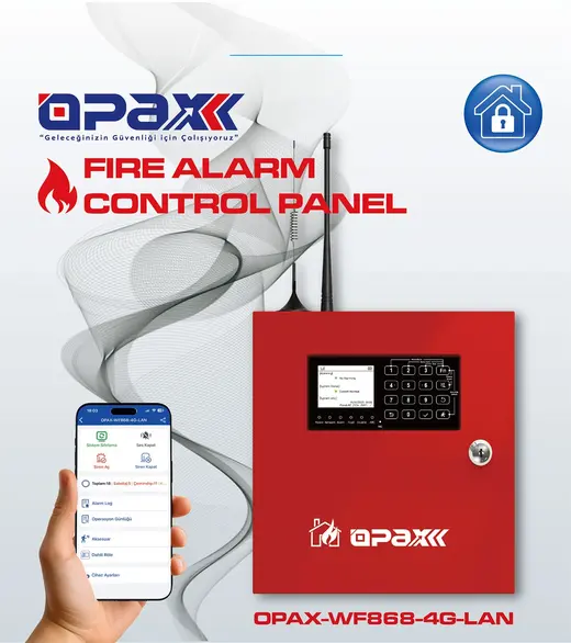 OPAX-WF868-4G-LAN Adresli Kablosuz Yangın Alarm Kontrol Paneli (868mhz) EN-54 Sertifikalı görseli 2