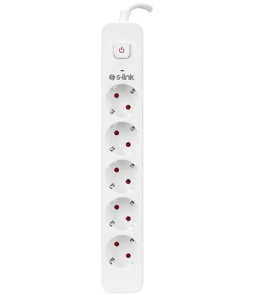 S-link SPG501S 1.5m 1.5mm 100 yüzde Bakır 750 Joule 5 li Anahtarlı Akım Korumalı Priz