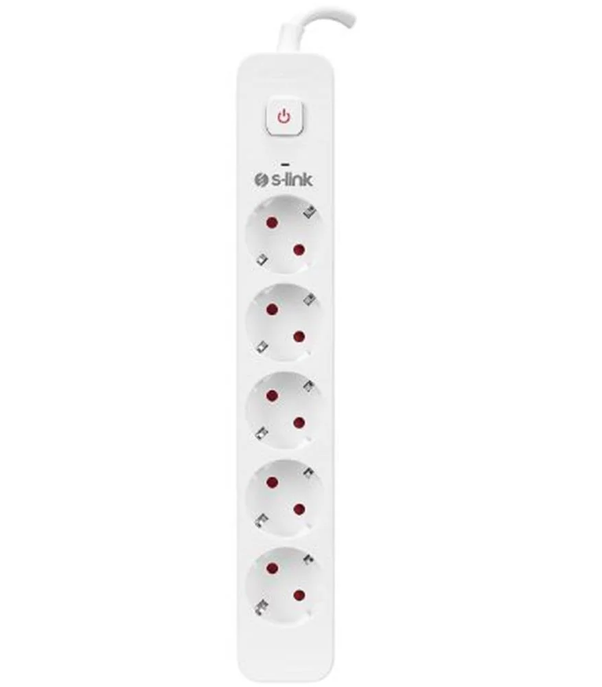 S-link SPG501S 1.5m 1.5mm 100 yüzde Bakır 750 Joule 5 li Anahtarlı Akım Korumalı Priz
