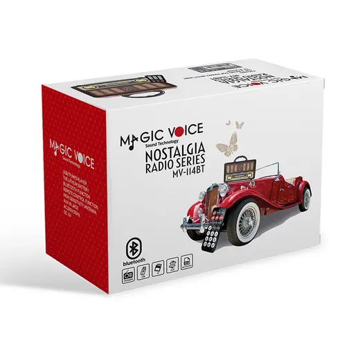 MAGICVOICE MV-114BT USB/SD/FM/BLUETOOTH DESTEKLİ TEK HOP LU NOSTALJİK RADYO görseli 3