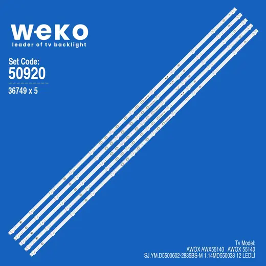 WKSET-5920 36749X5 SJ.YM.D5500602-2835BS-M 5 ADET LED BAR