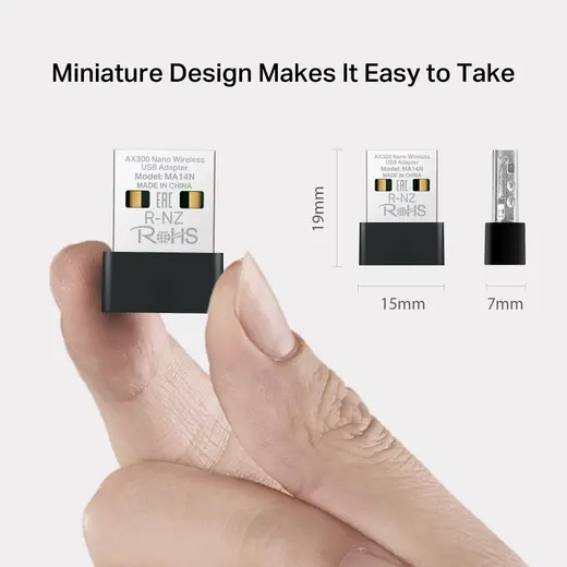 MERCUSYS MA14N WIFI6 AX300 Nano Usb Kablosuz Ağ Adaptörü görseli 6