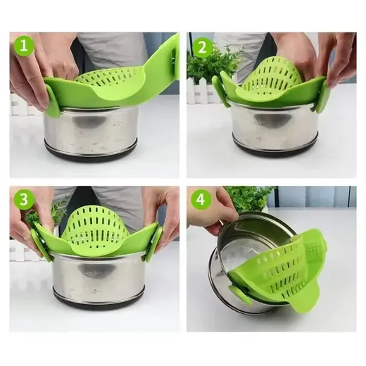 SUNUP SN-20522 KLİPSLİ SİLİKON TENCERE MAKARNA NOODLE SÜZGECİ ÇOK AMAÇLI görseli 3
