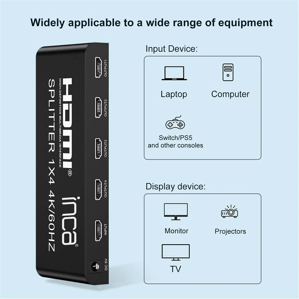 Inca IHSK-460 Hdmı Splitter 1 İn 4Out 4K@60Hz Switch