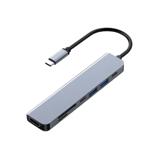 FRISBY FA-7684C TYPE-C - 7 IN1 USB-C+HDMI+SD/TF+USB3.0+PD+USB-C
