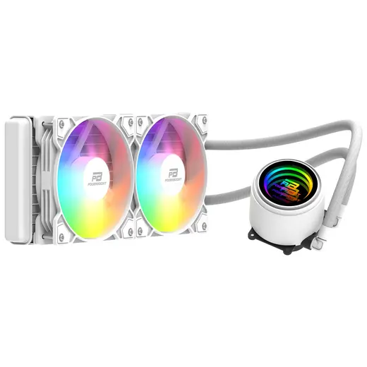 POWERBOOST 240MM CIRCLE 240W PB-LCS-CR240W Rainbow Fanlı AM5-1851p Sıvı Soğutmalı İşlemci Fanı Beyaz görseli 2