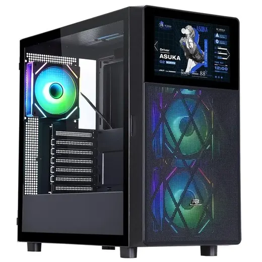 POWERBOOST PB-P4367BB LCD Mesh Panel Gaming Mid-Tower PC Kasası görseli 5