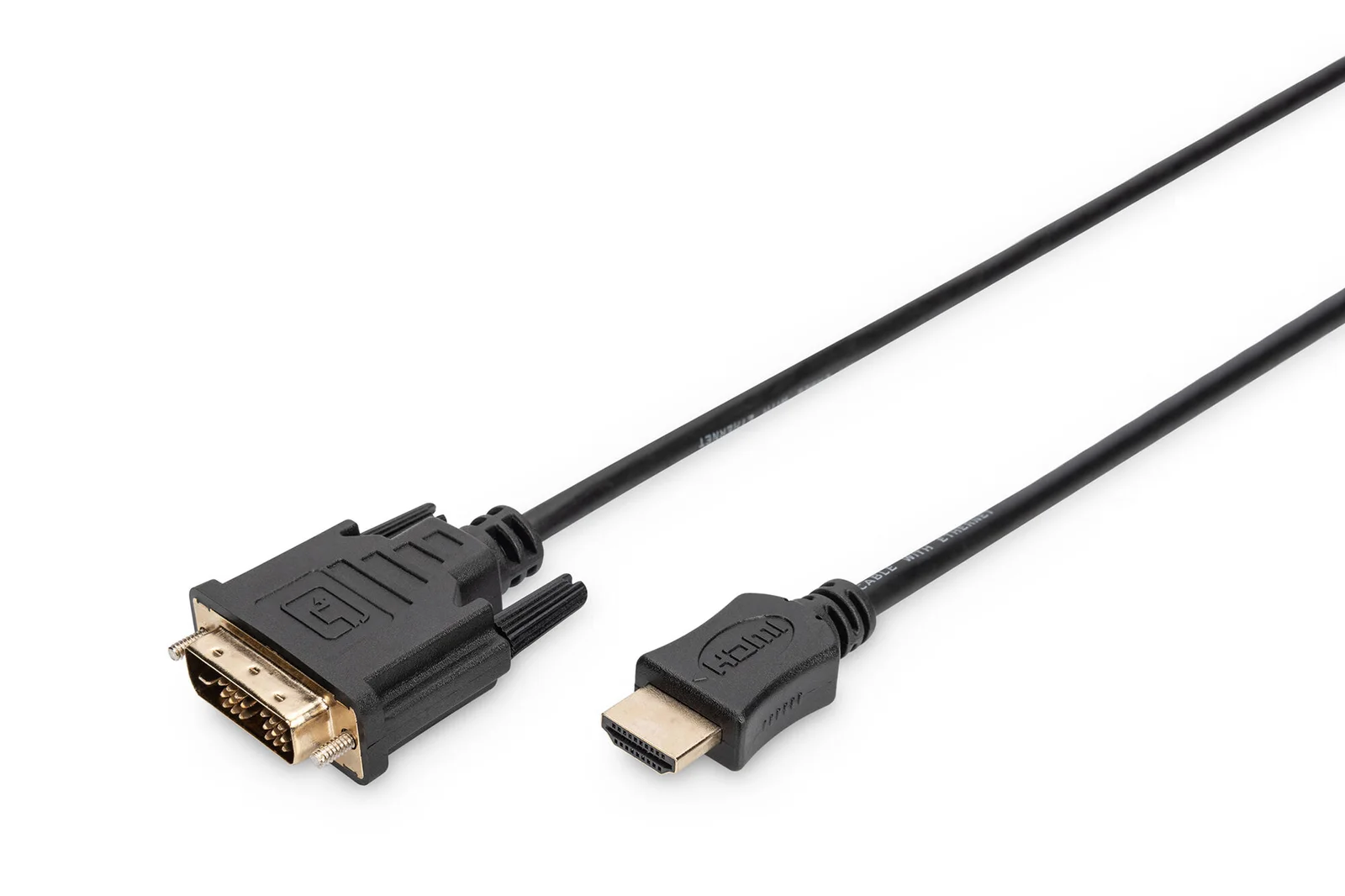 DIGITUS AK-330300-020-S HDMI adaptör kablosu, A-DVI tipi (18+1) St/St, 2,0 m, Full HD, bw