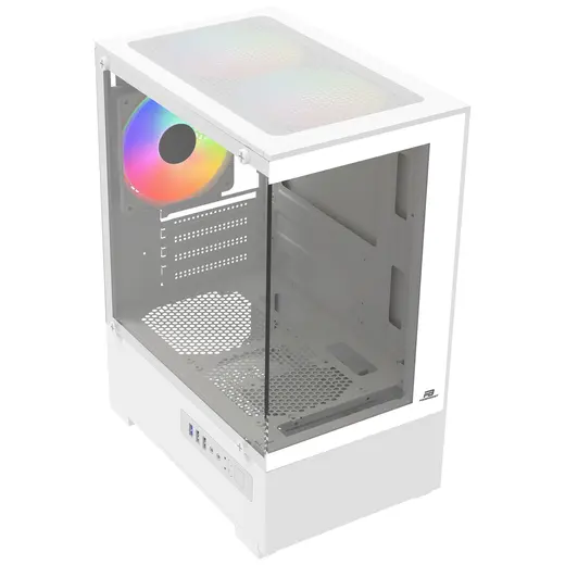 POWERBOOST 500W PB-M5001W 3-Rainbow Fanlı Gaming Micro-Tower PC Kasası Beyaz görseli 3