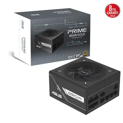 ASUS 850w 80+ Gold PRIME 850G Tam Modüler Power Supply / 90YE00U2-B0NA00 alternatif görünüm