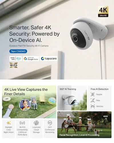 TP-LINK 8MP PTZ OutDoor Kablosuz Pan-Tilt IP Kamera Tapo Tapo C560WS
