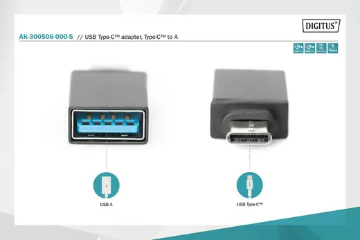 DIGITUS AK-300506-000-S USB 3.0 TYPE C ADAPTOR USBCe - USBAd görseli 3