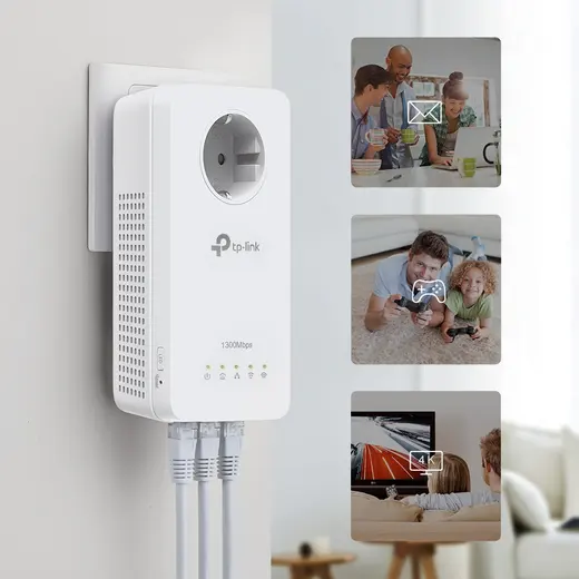 TP-LINK TL-WPA8631P KIT AV1300 Gigabit Passthrough Çift Bant Powerline Wi-Fi Seti (2'li Paket) alternatif görünüm