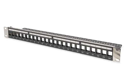 DIGITUS DN-91411-LF Modüler Patch Panel, zırhlı, 24-port boş, 1U, kabinete monte edilebilir