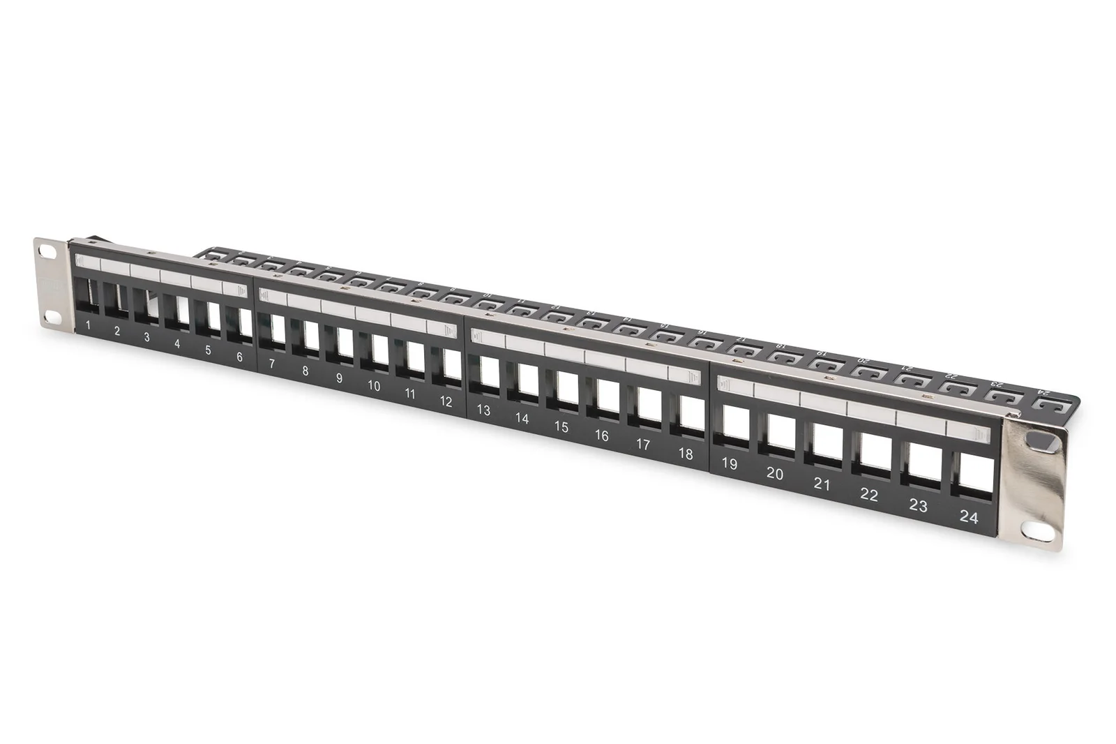 DIGITUS DN-91411-LF Modüler Patch Panel, zırhlı, 24-port boş, 1U, kabinete monte edilebilir