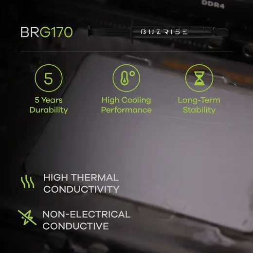 Buzrise BRG-170 2-gram Yüksek Performanslı Termal Macun 17W görseli 1