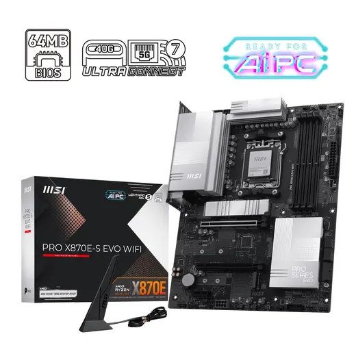 MSI PRO X870E-S EVO WIFI7 DDR5 HDMI-DP TYPEC PCIE 5.0 AM5 ATX görseli 7