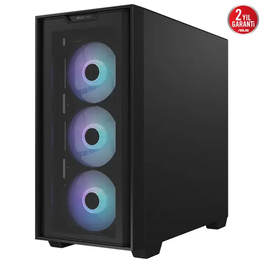 Asus A21 PLUS Siyah Temperli Cam mATX Mid Tower Fanlı ARGB Kasa görseli 4