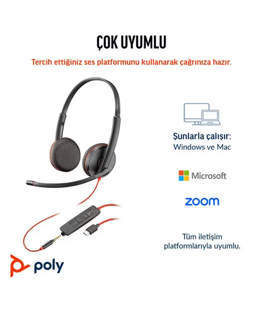 Poly BW 3225 USB-C HS +3.5mmP +USB-C/A görseli 4
