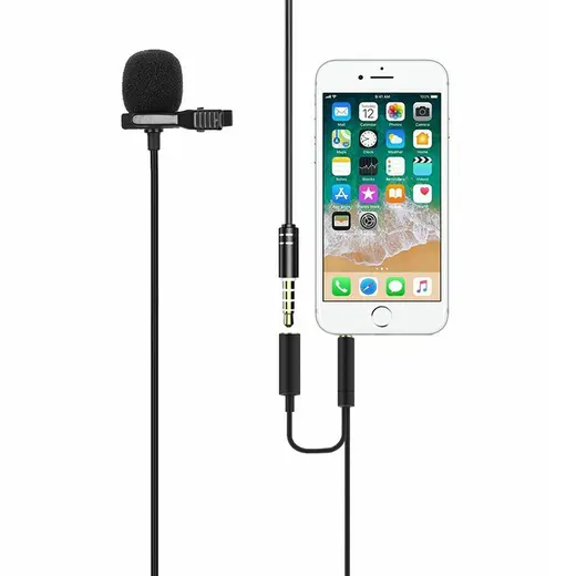 POWERMASTER JH-043-A 3.5MM JACK VE KULAKLIK GİRİŞLİ YOUTUBER YAKA MİKROFONU alternatif görünüm