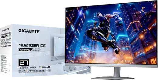 GIGABYTE 27" QD-OLED MO27Q2A-ICE 0.0.3MS 280HZ HDMI-DP TYPEC Pivot Gaming Monitör Beyaz 2560x1440 görseli 1