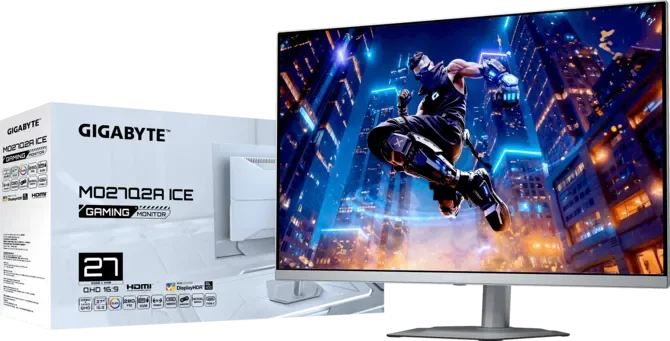 GIGABYTE 27" QD-OLED MO27Q2A-ICE 0.0.3MS 280HZ HDMI-DP TYPEC Pivot Gaming Monitör Beyaz 2560x1440