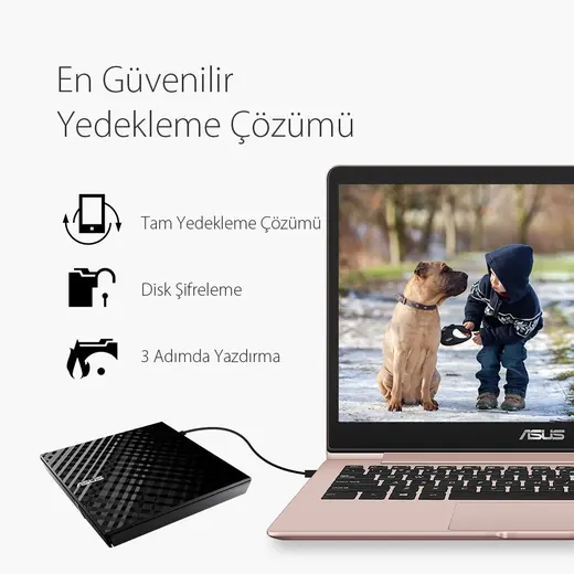 ASUS 8x SDRW-08D2S-U USB 2.0 Slim Harici DVD Yazıcı Siyah alternatif görünüm