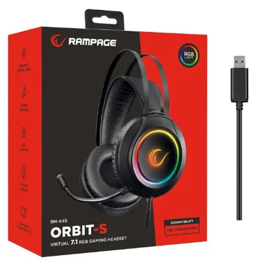 Rampage RM-K45 ORBIT-S Siyah RGB Led 7.1 Gaming Mikrofonlu Oyuncu Kulaklığı alternatif görünüm