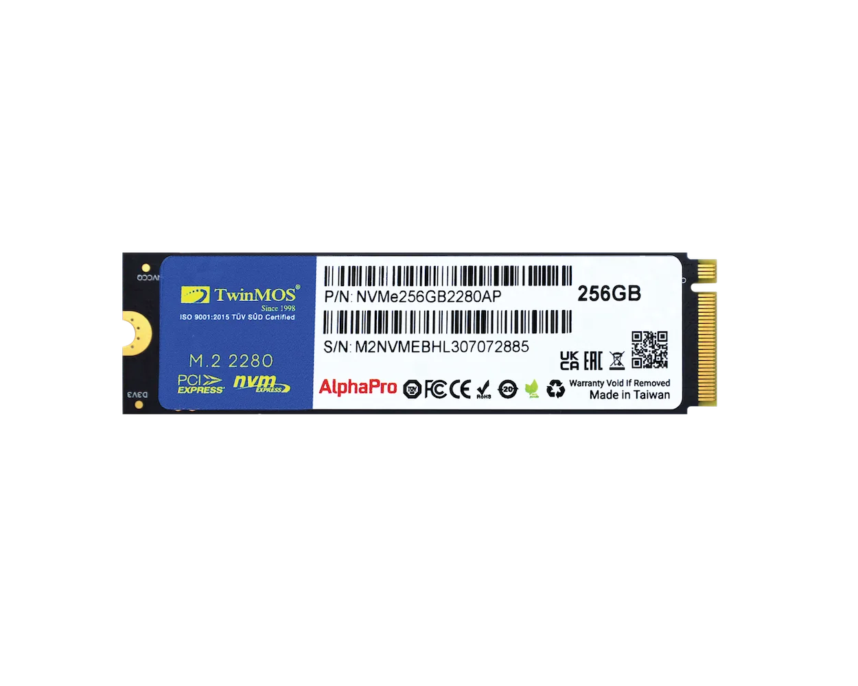 TWINMOS 256 GB NVME SSD 3600/3250 (NVMe256GB2280AP)