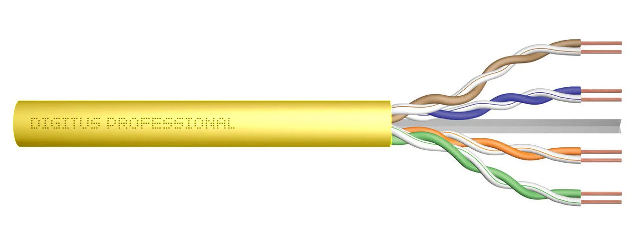 DIGITUS DK-1613-VH-5-Y Category 6 (Cat. 6) U-UTP Data Kablosu LSZH (Low Smoke Zero Halogen) AWG 23/1 Sarı renk 500
