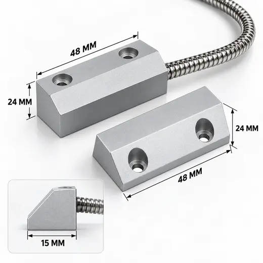 OPAX MC-136 Metal Kablolu Manyetik Kontak | Kapı Sensörü, Pencere Sensörü ve Kepenk Sensörü alternatif görünüm