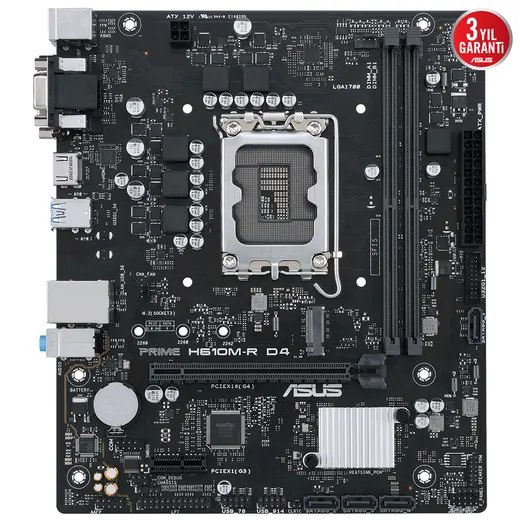 ASUS PRIME H610M-R D4-SI DDR4 DVI-HDMI PCIE 4.0 1700p mATX görseli 6