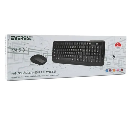 Everest KM-510 Siyah Kablosuz Q Klavye Set görseli 3