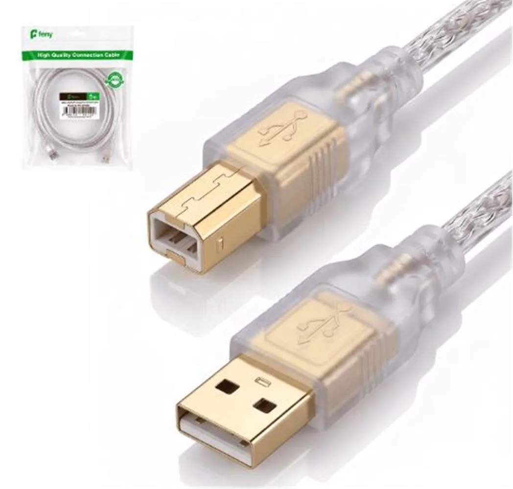 Feny FN-U3015 USB2.0 AM-BM Şeffaf 100 yüzde Bakır Pri·nter Yazıcı Kablosu 1.5M