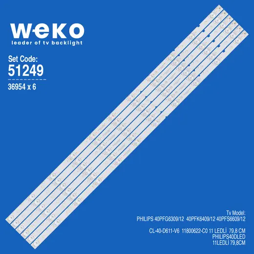WKSET-6249 36954X6 CL-40-D611-V6 11800622-C0 6 ADET LED BAR