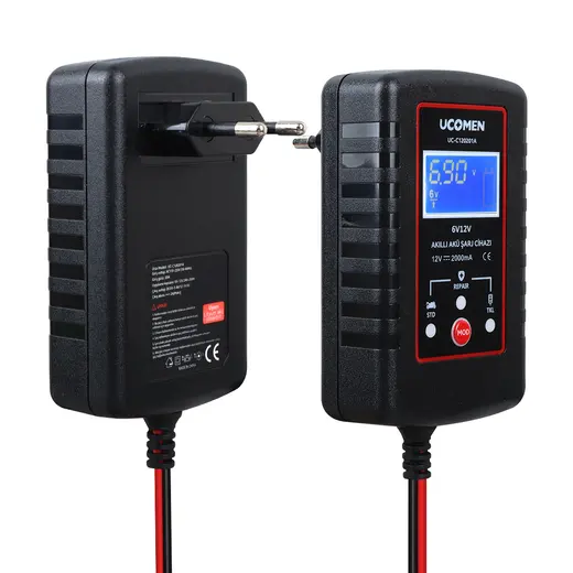 UCOMEN UC-C120201A SİYAH 6/12V MAX 2A LED GÖSTERGELİ AKÜ ŞARJ CİHAZI alternatif görünüm