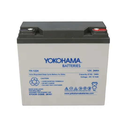 YOKOHAMA YH-1224 12 VOLT - 24 AMPER ELEKTRİKLİ BİSİKLET AKÜSÜ (180 X 76 X 167 MM) alternatif görünüm
