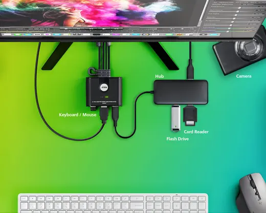 ATEN ATEN-CS22HF 2 Port USB FHD HDMI KVMP™(Keyboard/Video Monitor/Mouse) Periferi (Çevre Cihazlarla görseli 8