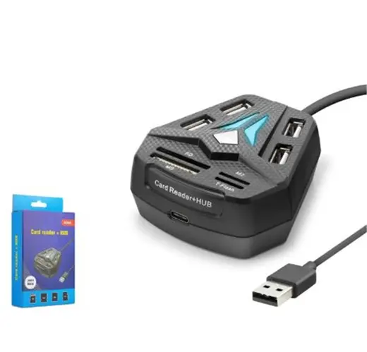 HADRON A068B USB Combo Hub Kart Okuyucu 8 Port 480 Mbps 60 cm Siyah