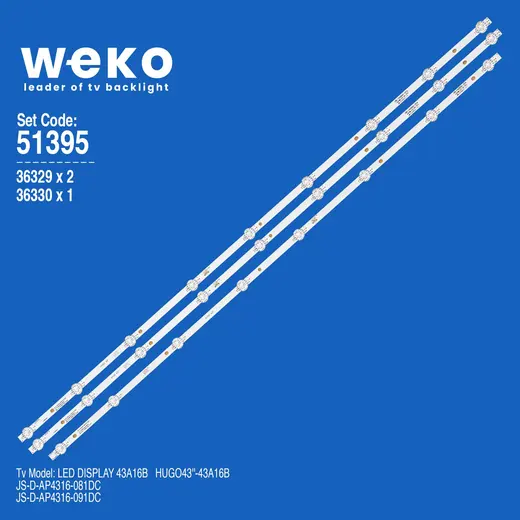 WKSET-6395 36329X2 36330X1 JS-D-AP4316-081DC/91DC 3 ADET LED BAR